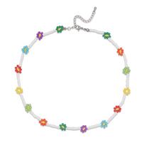 Resin Beaded Choker Necklace Summer Sweet Beaded Necklace Flower Charm Choker Hand-making Neck Jewelry Resin Material 1