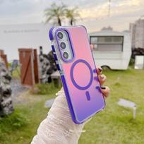 Gradient Color Magnetic Case for Samsung Galaxy A05S A15 A25 A35 A55 A14 A24 A34 A54 A13 A53 Wireless Charging Anti-skid Cover Opp Bag&For Samsung A05 4G violetinė