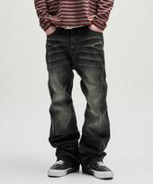 NOT4NERD Warped Seam Flare Fit Denim Pants - Black Black/M