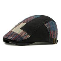 Vintage Cap Men's British Beret Stitching Forward Cap Women Peaked Cap juoda