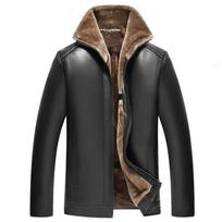 Winter Men's Plus Velvet Padded PU Faux Leather Jacket Fashion Lapel Fleece Warm Long Sleeve Zipper Coat Casual Fashion Trench Coat XXXXL juoda