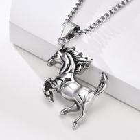 Titano plieno prakaito kraujo žirgo pakabukas retro vyriškas ir moteriškas titano plieno tūkstančio mylių žirgo karoliai 50CM(Necklace Size) sidabras