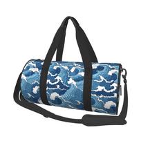 Japanese Sea Waves Print Travel Duffel Bags Sports Yoga Gym Tote Bag Weekender Overnight Luggage Bags for Men Women