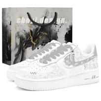 Nike Air Force 1 Shopping Bag, Gray White Note, First Culture CH Abrasion Resistant Slip Resistant Low top CW2288-111(TeamTwo-bag) 43