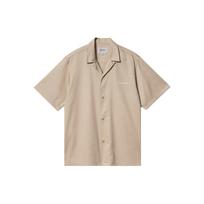 Carhartt WIP Solid Color Button Down Letter Short Sleeve Shirt Women shirts Beige I031465-WAW M