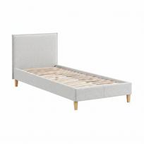 Šviesiai pilkos spalvos viengulė lova audiniu dengta su lovos grotelėmis 90x200 cm Tina – Ropez