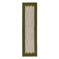 Rankų darbo žalios spalvos/natūralios spalvos iš vilnos kilimas 60x230 cm Apex Border Wool – Flair Rugs