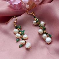 New Arrival Trendy Green Crystal & Natural Freshwater Pearl 14K Gold Filled Female Tassels Drop Earrings  For Women Gifts