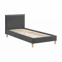 Viengulė lova tamsiai pilkos spalvos audiniu dengta su lovos grotelėmis 90x200 cm Tina – Ropez