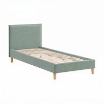 Viengulė lova žalios spalvos audiniu dengta su lovos grotelėmis 90x200 cm Tina – Ropez
