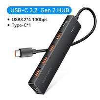 Vention USB 3.2 Gen2 Hub 5 prievadų skirstytuvas 10Gbps USB A Tipo C Hub Daugialypis adapteris MacBook, iPad, nešiojamam kompiuteriui, PC, staliniam kompiuteriui black