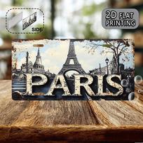 Paris France Eiffel Tower Vintage License Plate Style Aluminum Metal Sign Retro French Cityscape Travel Souvenir Wall Art Decor 15x30cm(5.9x7.8inch)