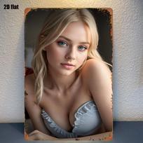DORA Tin Sign pc Vintage Golden Framed Beauty Portrait Tin Sign Durable Iron Decor for Home Kitchen Bar Garden Farmhouse D Flat x In 20x30cm（7.8x11.8inch）