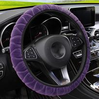 37-39cm Universalūs automobilio vairo užvalkalai Žieminiai minkšti šilti pliušiniai vairo užvalkalai Automobilio interjero dekoravimo aksesuarai violetinė