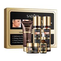 5 vnt. Retinolio odos priežiūros rinkinys Veido tonikas Esencija Kremas Veido losjonas Drėkinantis Anti-aging serumas Valiklis Moteriški odos priežiūros produktai beige