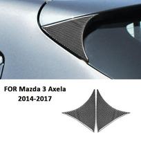 Carbon Fiber Car Hatchback Tail Wing Rear Bumper Trim Lip Spoiler Triangle Panel Decoration Sticker For Mazda 3 Axela 2014-2017 juoda