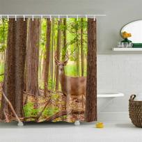 High Quality Sunny Beach Printed Shower Curtains Sea Mountain Scenery Bath Screen Waterproof Bathroom Curtains With 12 Hooks W60H190(CM)-1 Pcs