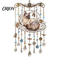 Cat Lover Gifts Wind Chime Suncatcher, Acrylic Hanging Decor with Rainbow Prism Drops, Indoor Wall Weatherproof Window Patio Garden Ornament, Gift for 20cm B gray