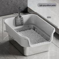 Portable Stainless Steel Anti-Splash Enclosed XL Cat Litter Box Standard (Scoop and Non-Slip Stickers) gray