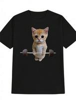 Unisex'S Funny Gym Cat Graphic T-Shirt S