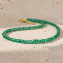 Genuine Emerald Gemstone Faceted Beads Necklace, Beryl Emerald Beaded Gold Necklace, May Birthstone Jewelry, Handmade Necklace, Gift for Her 16 Inch smaragdas