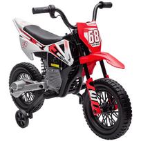 Elektrinis motociklas vaikui, kroso motociklas vaikams nuo 3 iki 6 metų, 2 varikliai, maks. 12V. greitis 5 km/h raudonas 109.5 x 60 x 72.5 cm