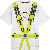 PUMA x A$AP Rocky Collaborative Logo Belt Design Casual Crew Neck Short Sleeve T-Shirt Men Tops White Cyan 631040-02 XS