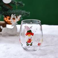 Hand Painted Christmas Theme Glass Goblet Santa Claus Snowman Pattern Cartoon Red Wine Glass Transparent Crystal Cups