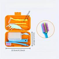 Travel Portable Orthodontic Oral Dental Cleaning Kit Foldable Toothbrush Orthodontic Wax Interdental Brush Oral Cleaning Care oranžinė