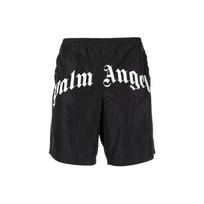 Palm Angels Išlenkto Logotipo Maudymosi Šortai 'Juodi Balti' Vyriški PMFA005S21FAB0011001 L black