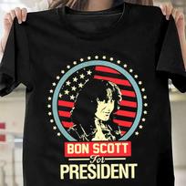Bon Scottas Prezidentu  Trumpos Rankovės Juoda Visų Dydžių Dovana Marškinėliai Unisex T-shirt M