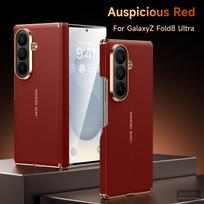 Samsung Galaxy Z Fold 8 Ultra Fold 7 dviejų ašių telefono dėklas, prabangus verslo dėklas iš natūralios odos, magnetinis, atsparus smūgiams, galinis dangtelis Galaxy Z Fold 8 Ultra raudona