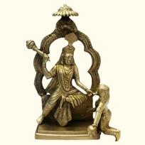 Pure Brass Made Baglamukhi Mata Puja Idol, Religious Statue, Gold Color - 10 Cm