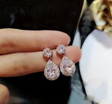 Fashion AAAA Water Drop Cubic Zirconia Earrings Fashion Long  Silver Dangle Earrings for Women Vintage Wedding balta