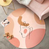 Pink Round Coffee Table Mat Hanging Basket Mat Cartoon Bedroom Living Room Carpet, Door Mat 60*60CM