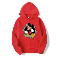 New Disney Mickey Mouse Couple American style Cute Pink Hoodie in the Autumn and Winter for Men's and Women's Couple's Clothing S red