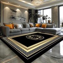 European Style Luxury Large Rugs for Living Room Black Gold Parlor Sofa Carpet Non-slip Easy Cleaning Coffee Tables Mat decor 40x60cm