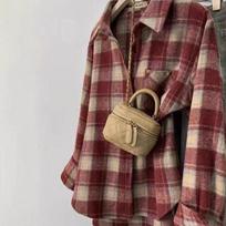 Vintage Style Hong Kong Style Red Large Plaid Blouse for Women In Spring and Autumn Latest Small Person Design Comfortable Fit Leisure Jacket Blouse S