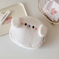 Adorable Fluffy Chicken Plush Makeup & Travel Bag - Spacious Student Toiletry Organizer balta