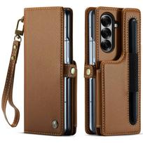 For Samsung Galaxy Z Fold 7 Case with S Pen Holder RFID Blocking Wallet PU Leather Flip Cover with Card Slot Wristlet Strap For Galaxy Z Fold 7 ruda