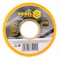 Vorel PTFE JUOSTA 75202, 15m, 19mm, 0.2mm, balta, GRD serija, higieniškai sertifikuota