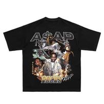 ASAP Rocky portrait graphic 100%cotton unisex shirt 2026 O-neck Men's Y2k hip hop Short Sleev XL
