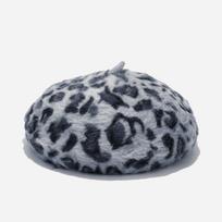 Stylish Women's Leopard Print Rabbit Fur Beret M (56-58cm) pilka spalva