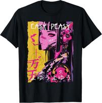 Japoniškas gatvės stilius Cyberpunk Y2K Techwear Retro Manga Anime marškinėliai L pink