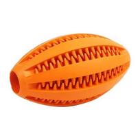 Pet Chew Toy Food Leakage Puzzle Slow Feeder Rugby Shape Natural Rubber Bite-Resistant Clean Teeth Massage Gums Dog Toy S oranžinė