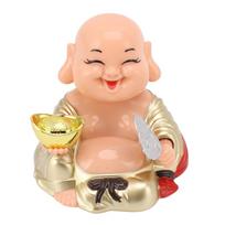 Home Solar Powered Laughing Buddha Ornament Automatic Nodding Smiling Buddha Decoration for Car beige
