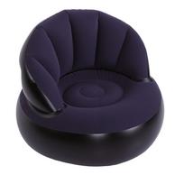 Flocked Air Sofa Widened Thickened PVC Ergonomic Inflatable Camping Chair with Backrest for Indoor Outdoor tamsiai mėlyna spalva