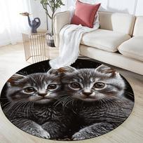 Realistic Cat  Round Area Rug,Carpet Rug for Living Room Bedroom Sofa Playroom Decor,Non-slip Floor Mat 80cmx80cm