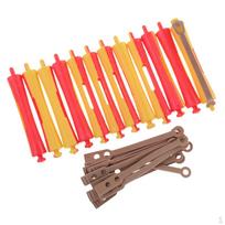 Of 12 Perm Rods Girls Wavy Rollers Beauty Salon Tool 1.4x9 cm yellow