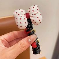 Red Polka Dot Hair Ties for Girls - Princess Baby Updo Ponytail Accessories brown